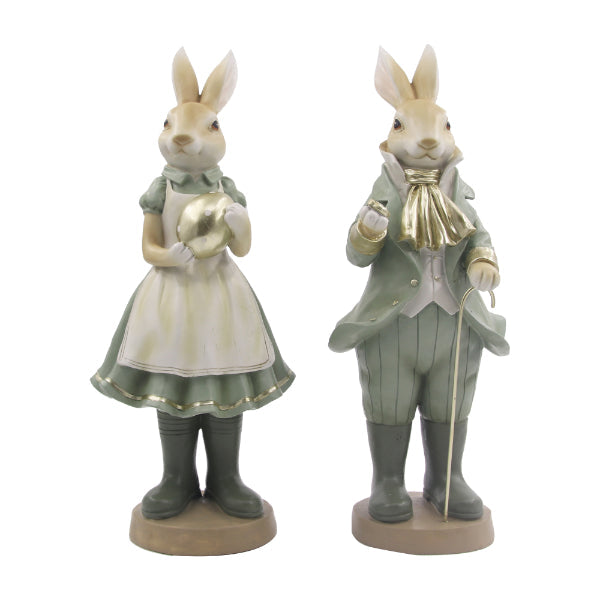 Polyresin Mr Or Mrs Bunny - 17cm x 15cm x 40cm