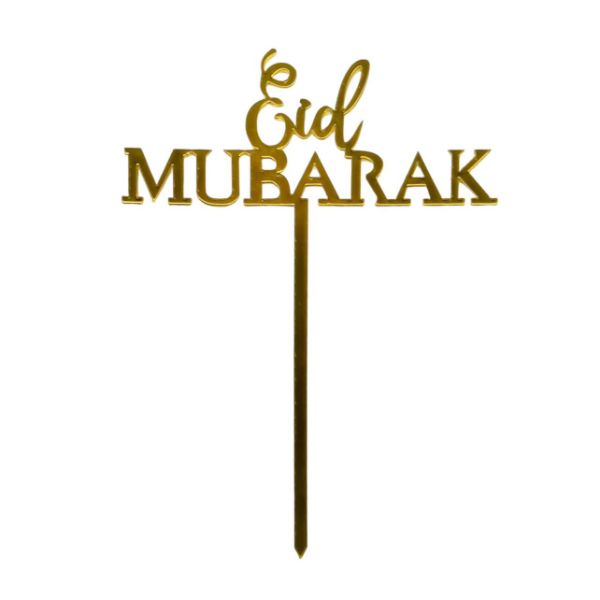 Gold Acrylic Eid Mubarak Topper - 0.2cm