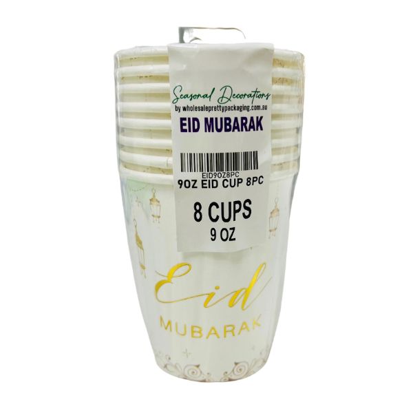 8 Pack Eid Mubarak Cup - 90z