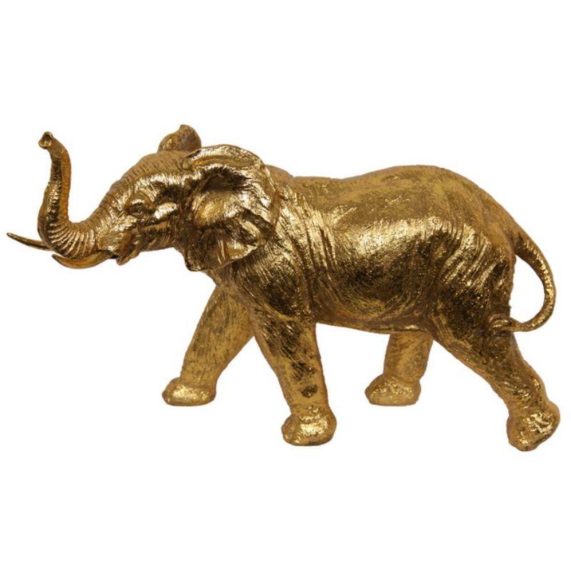 Long Gold Standing Elephant - 35cm