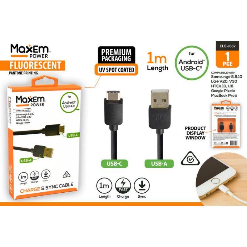 Maxem USB to Type C USB Cable - 1m