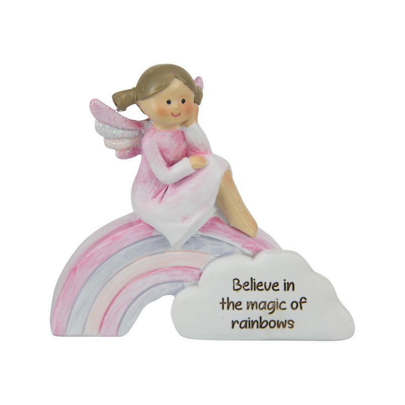 Fairy on Rainbow with Cute Inspirational Quote - 7.5cm