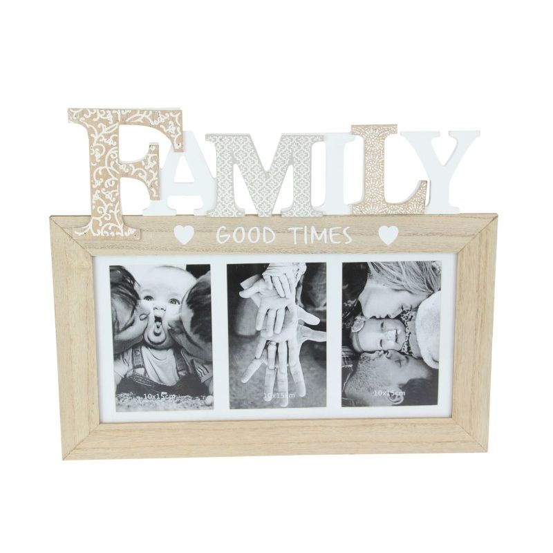 MDF Triple Family Wall Hanger Collage Photo Frame - 40cm x 32cm