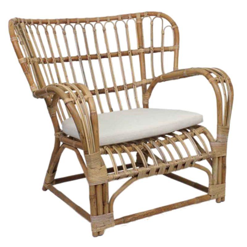 Rattan Chair with Double Arm & Cushion (tagged FC326-Natural)