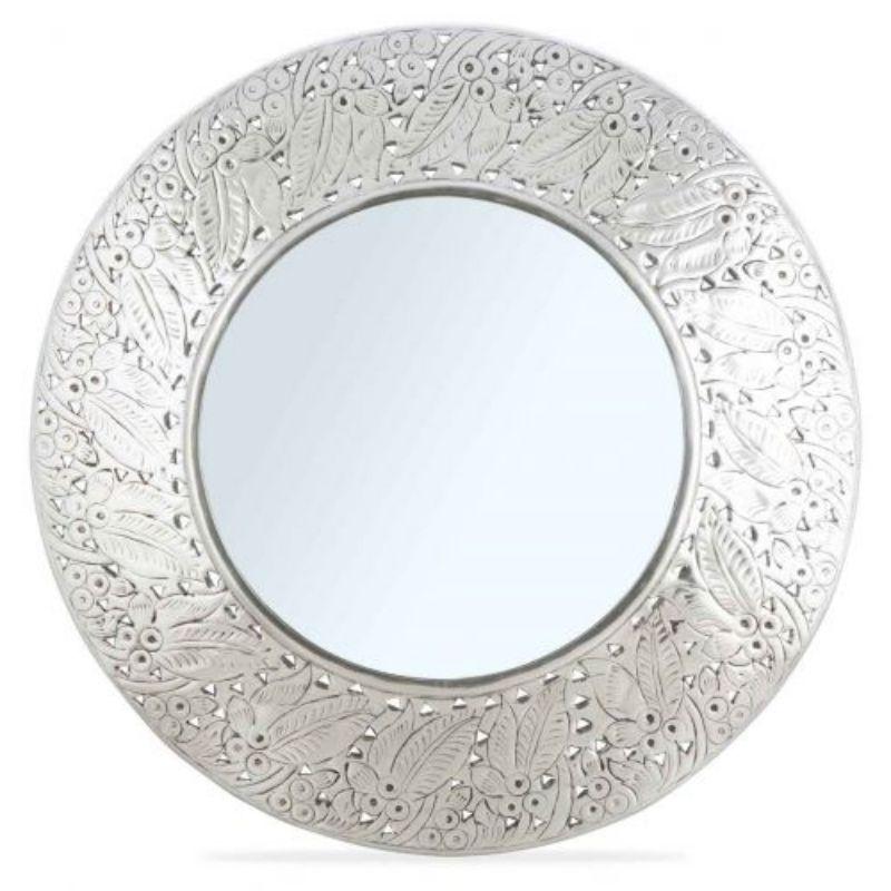 Aluminium Round Embossed Raj Mirror