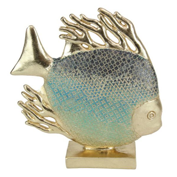 Decor Fish with Gold and Blue Finish - 25cm