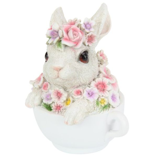 Cute Floral Rabbit in Teacup - 15cm