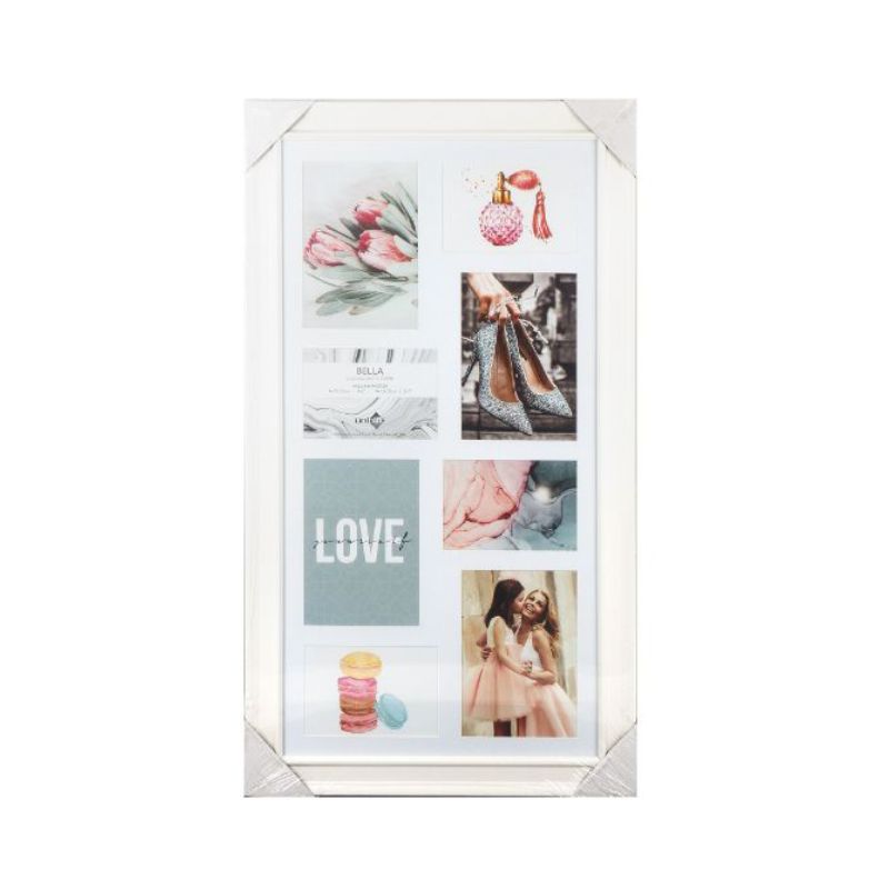 Double Matte White Bella 8 Photo Collage Frame