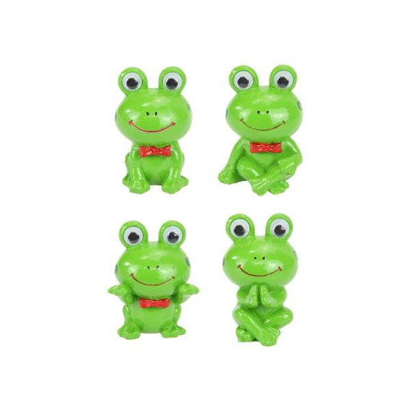 Cute Green Frogs with Googly Eyes and Red Bow Tie - 5cm
