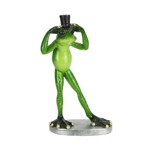 Performer Frog With Hat In Marble Finish - 20cm