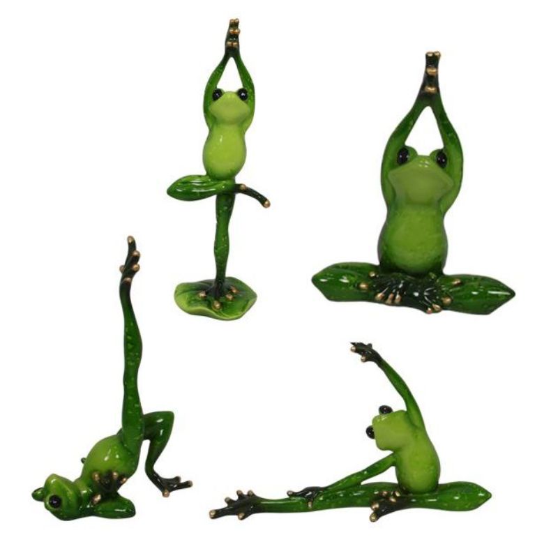Green Marble Yoga Frog Figurine