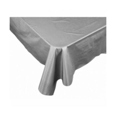 Metallic Silver Rectangle Tablecover - 2.7m x 1.37m - The Base Warehouse