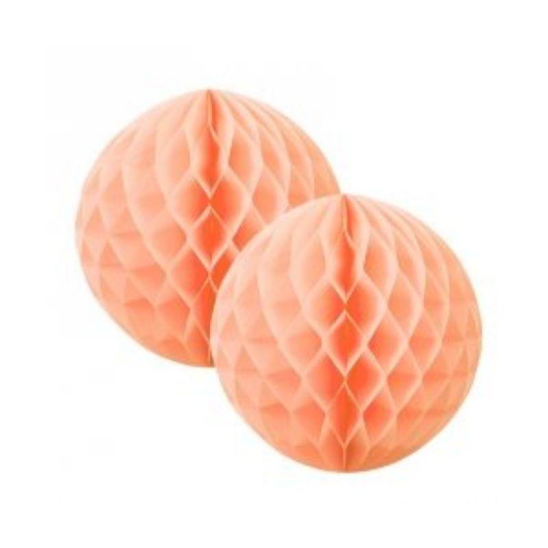 2 Pack Peach Honeycomb Balls - 15cm - The Base Warehouse