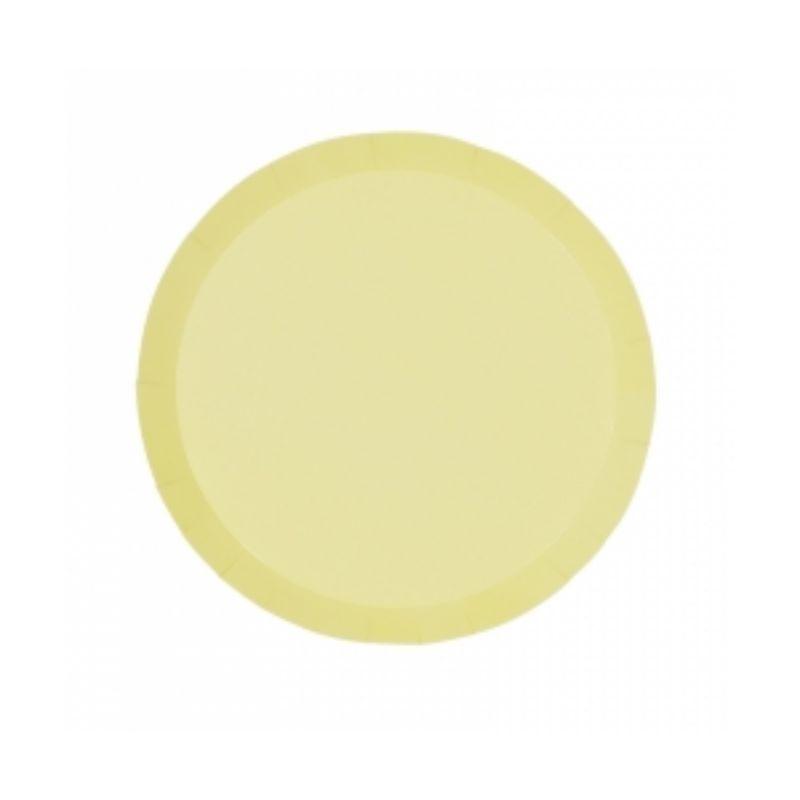 10 Pack Pastel Yellow Round Paper Snack Plate - 17.8cm