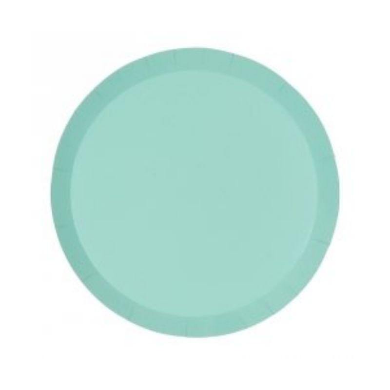 10 Pack Mint Green Round Paper Dinner Plates - 23cm - The Base Warehouse