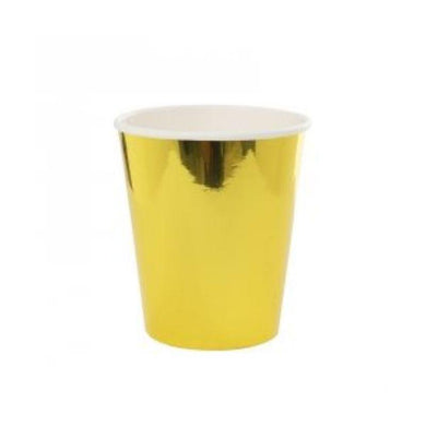 10 Pack Metallic Gold Paper Cups - 260ml - The Base Warehouse