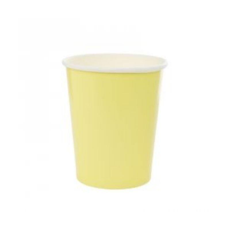 10 Pack Pastel Yellow Paper Cups - 260ml - The Base Warehouse