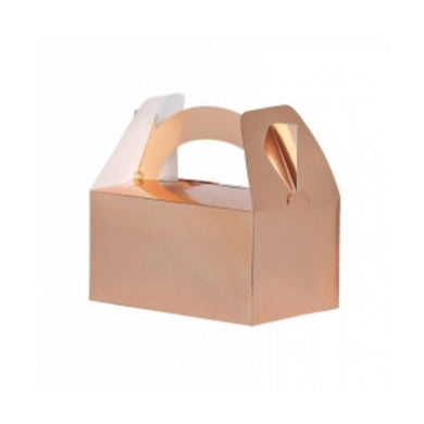 5 Pack Metallic Rose Gold Lunch Boxes - 20cm x 12cm x 17.5cm - The Base Warehouse