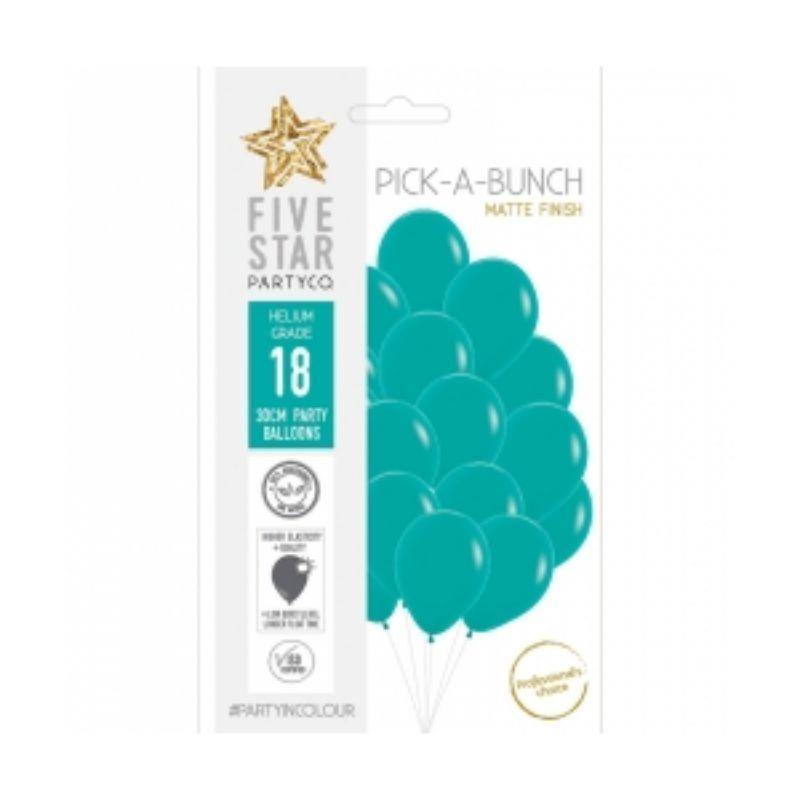 18 Pack Matte Classic Turquoise Latex Balloons - 30cm - The Base Warehouse