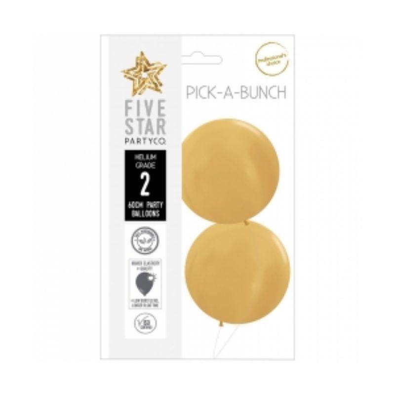 2 Pack Shimmer Gold Round Latex Balloons - 60cm - The Base Warehouse