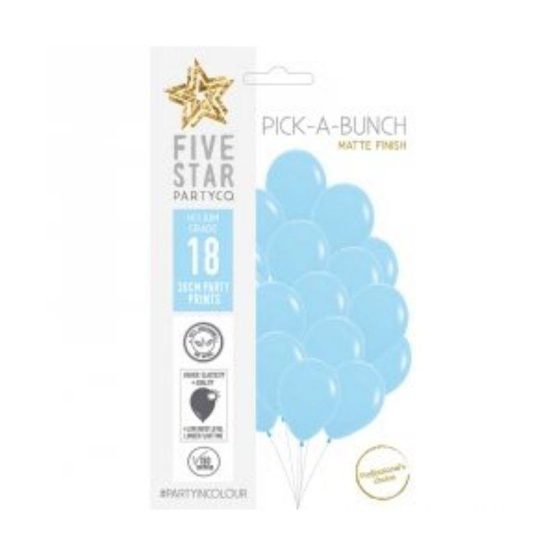 18 Pack Matte Pastel Blue Latex Balloons - 30cm - The Base Warehouse