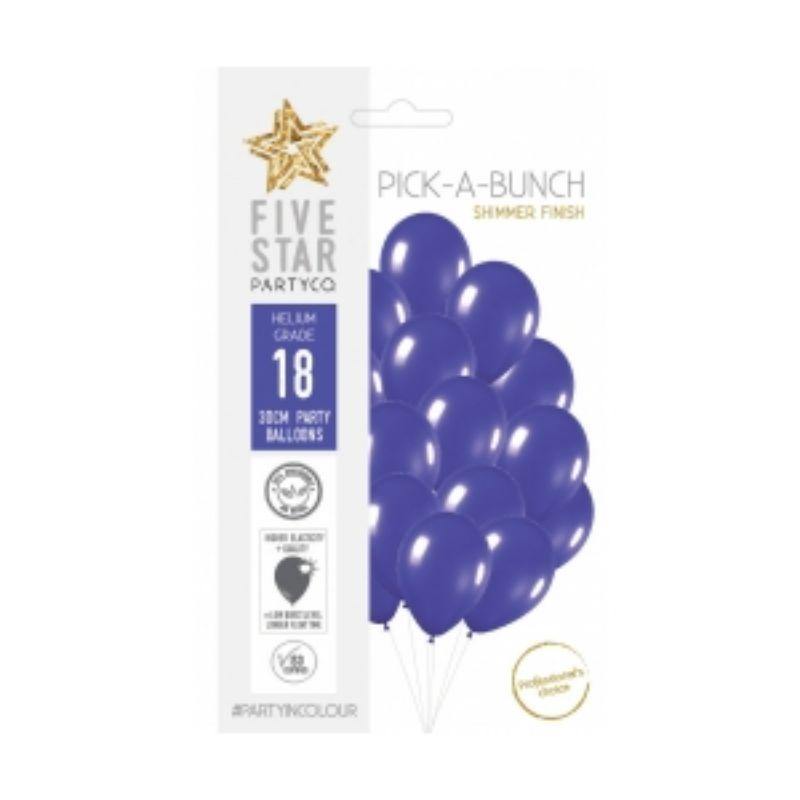 18 Pack Shimmer Purple Latex Balloons - 30cm - The Base Warehouse