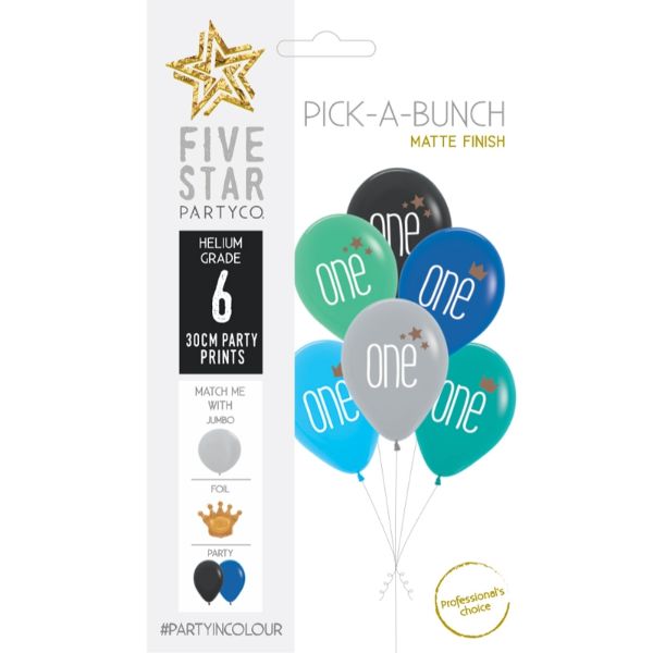 6 Pack Pick-A-Bunch One Crown / Stars - 30cm