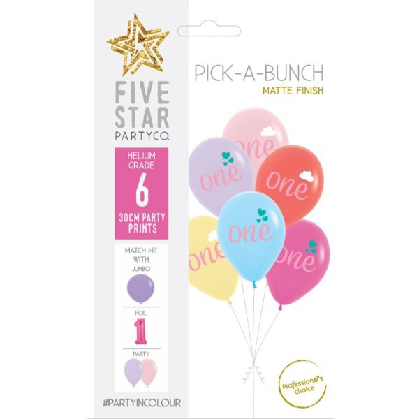 6 Pack Pick-A-Bunch One Cloud / Hearts - 30cm