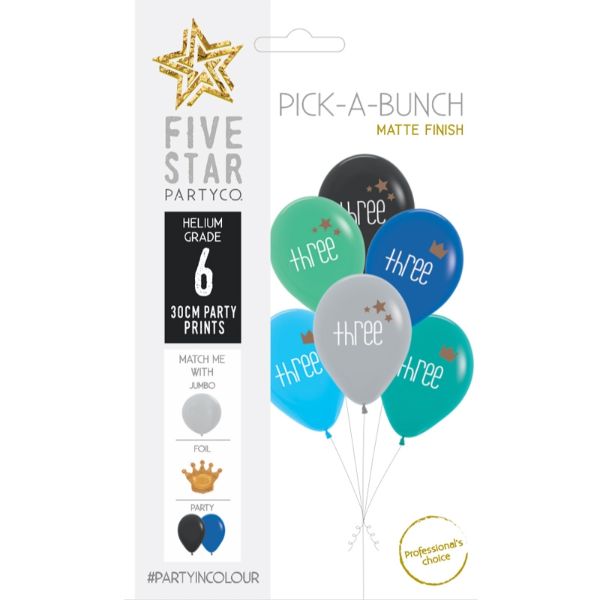 6 Pack Pick-A-Bunch Three Crown / Stars - 30cm