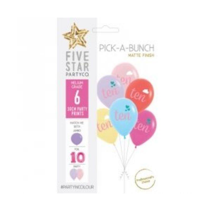 Pick-A-Bunch 6 Pack Ten Cloud/Hearts Latex Balloons - 30cm - The Base Warehouse