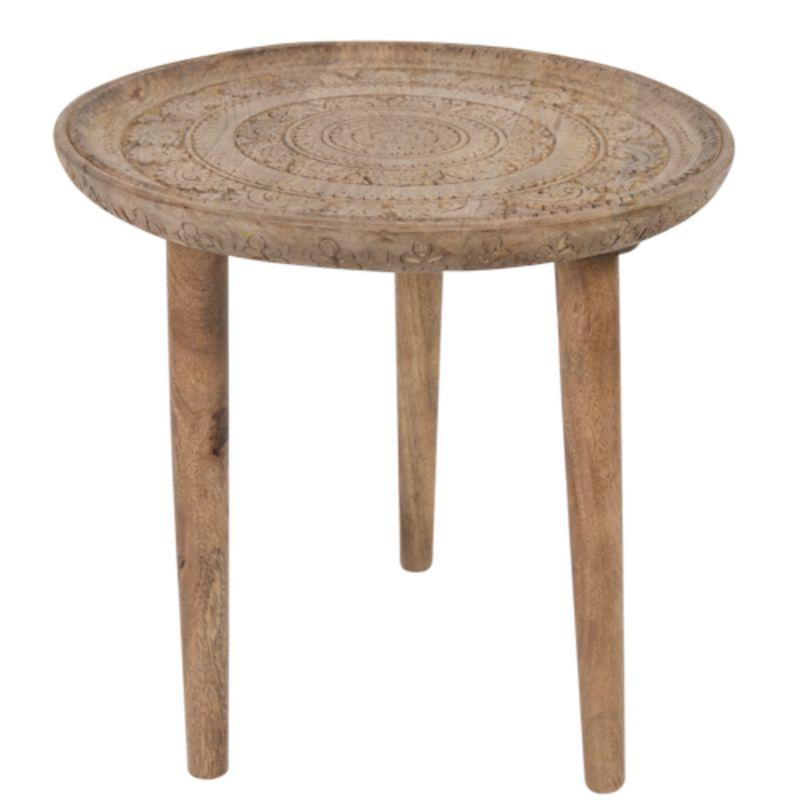 Wood Round Side Table - 40cm x 40cm x 45cm