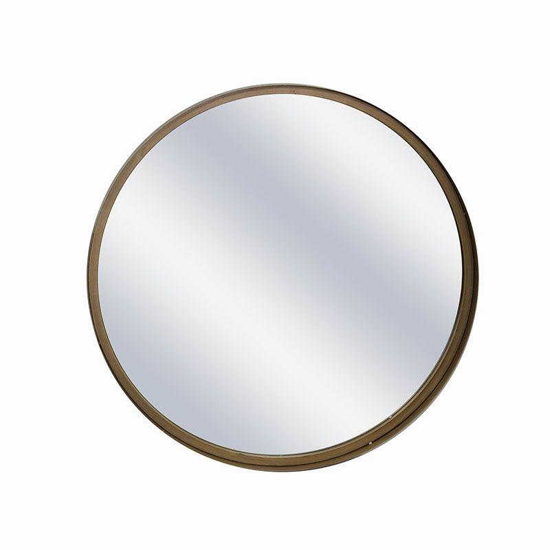 Antique Gold Metal Round Mirror - 80cm