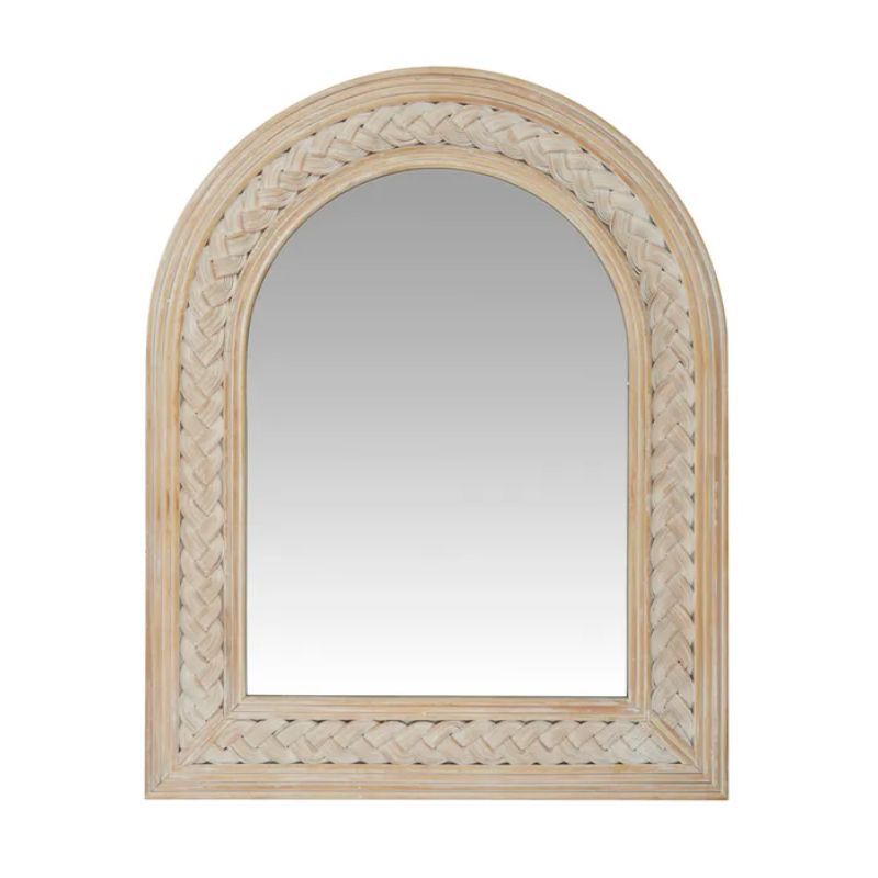 Whitewash Plait Arc Wood Mirror - 80cm x 100cm