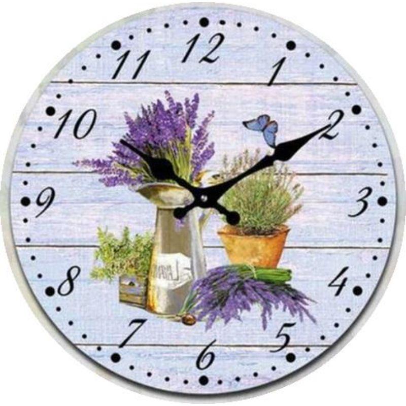 Lavender Bouquet Round Clock - 30cm