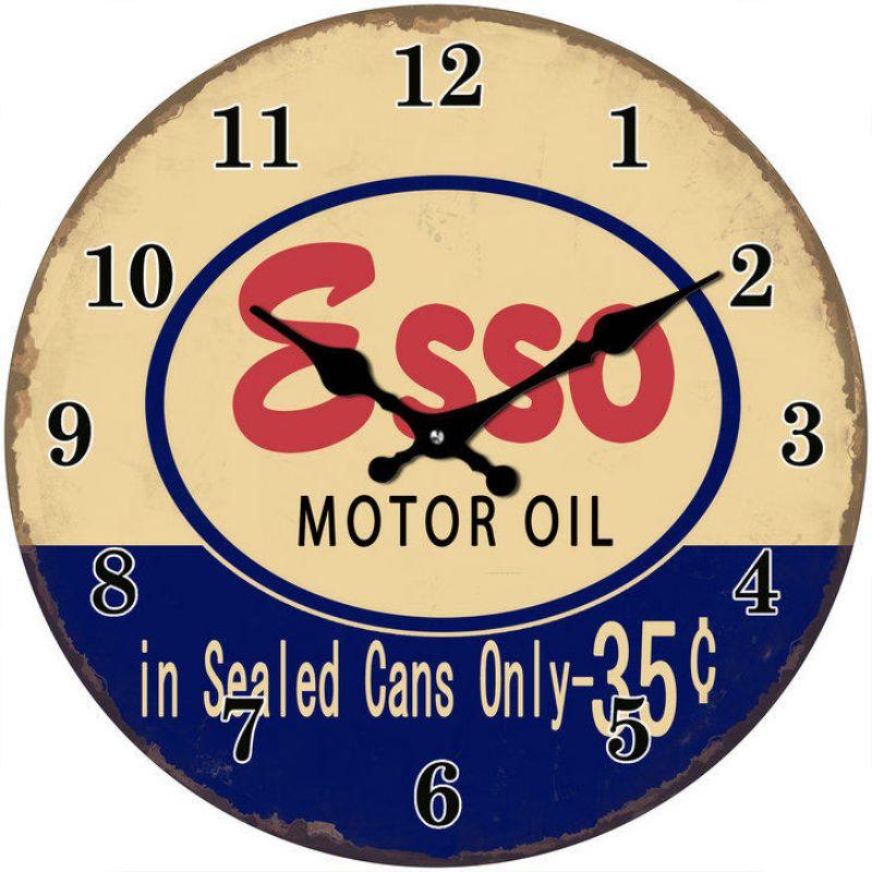 Round Esso Motor Oil Clock - 17cm