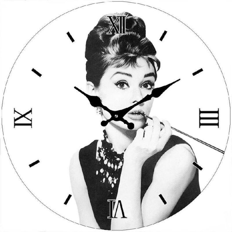 Round Audrey Black n White Clock - 30cm
