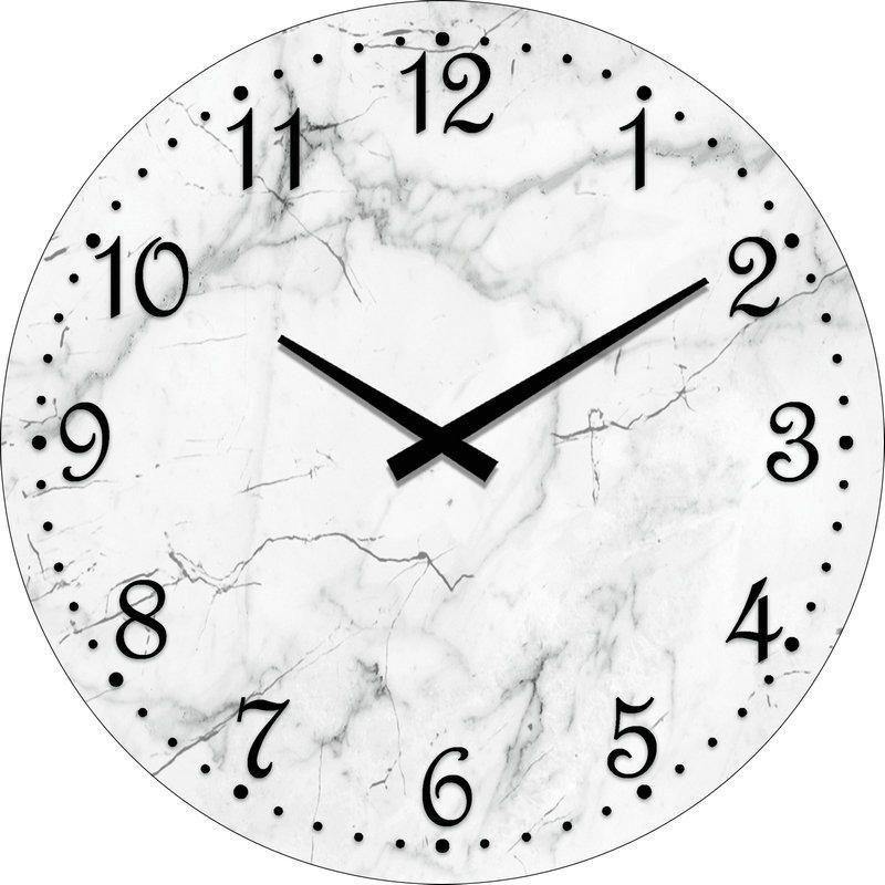 Round Marble White Clock - 30cm - The Base Warehouse