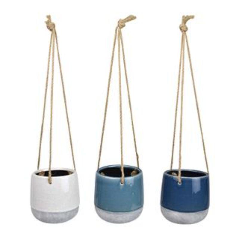 Blue Inga Ceramic Hanging Pots - 13.5cm x 12.5cm