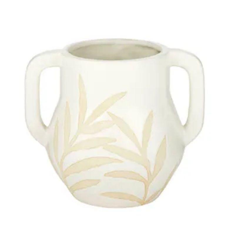 Natural Vera Ceramic Urn Vase - 21cm x 18cm - The Base Warehouse
