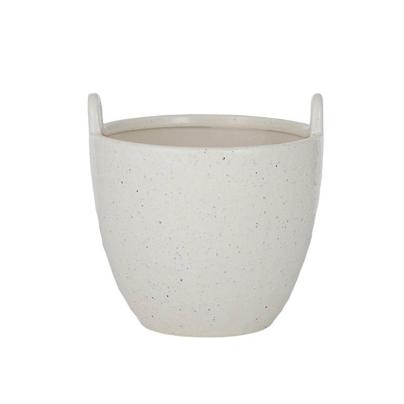 Tai Ivory Ceramic Pot with Handles - 17.5cm x 18cm