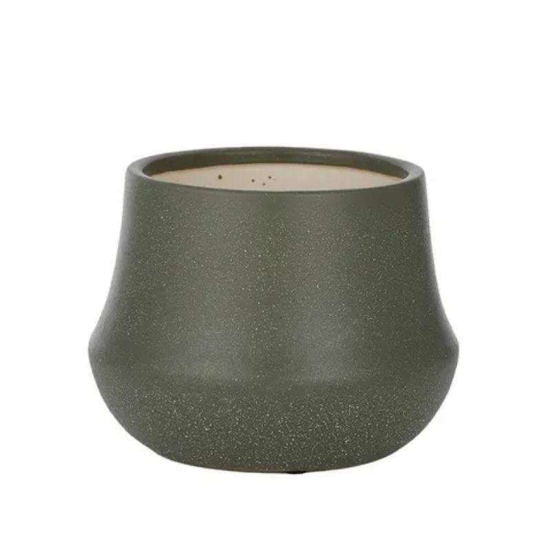 Dark Green Sarge Ceramic Pot - 18cm x 14cm