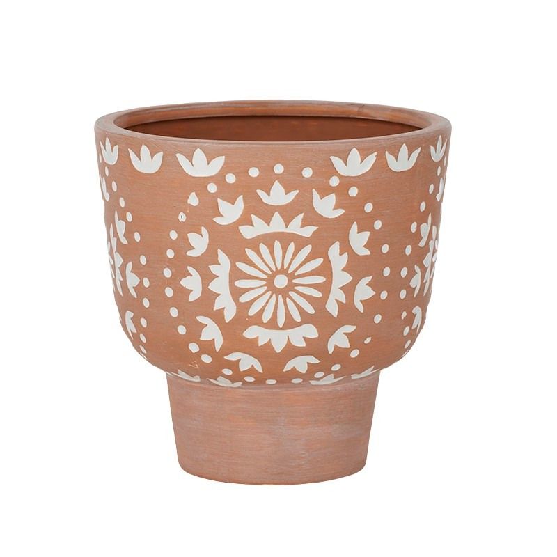 Terra & White Sancha Ceramic Pot - 18cm x 18cm