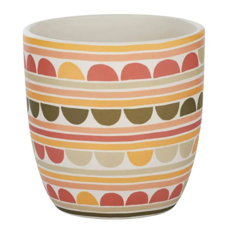 Multi Colour Jot Ceramic Pot - 18cm x 18cm