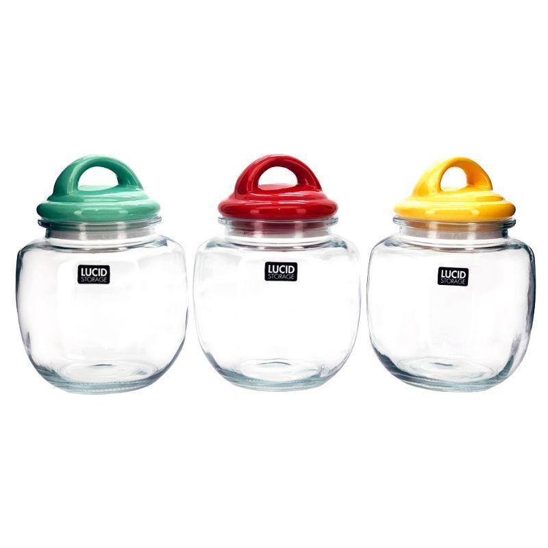 Glass Jar with Ceramic Lid - 21cm - The Base Warehouse