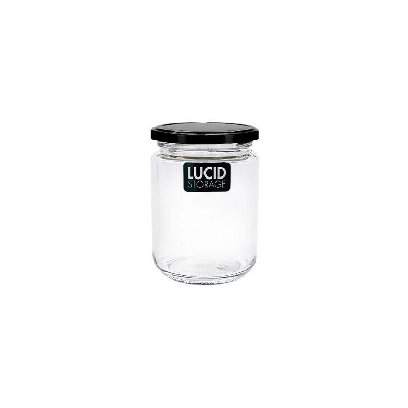 Glass Spice Jar with Black Lid 230ml - 9.5cm