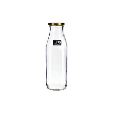 Glass Bottle with Silver Lid - 21.7cm - The Base Warehouse