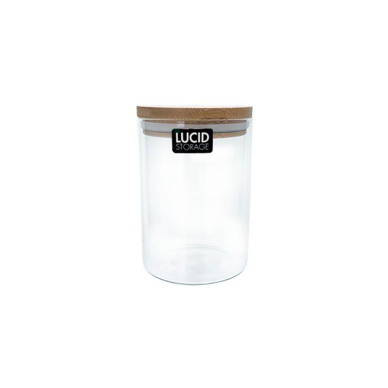 Glass Round Jar with Wood Lid 600ml - 12.8cm