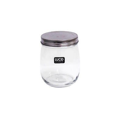 Glass Storage Jar with Metal Lid - 13cm - The Base Warehouse