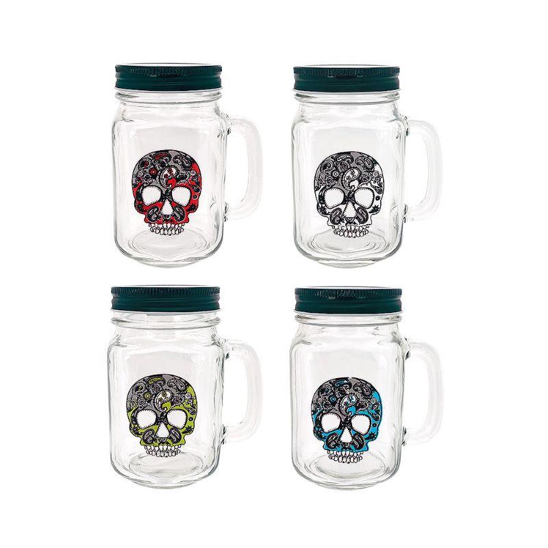 Skull Decal Glass Mason Jar - 473ml