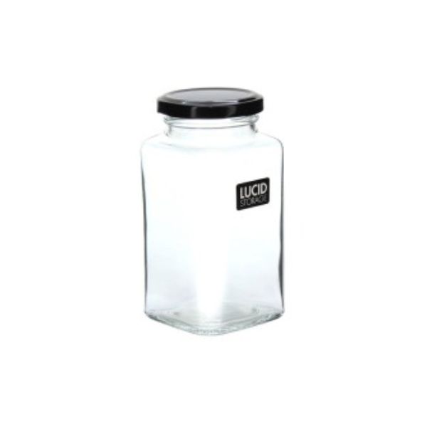 Glass Jar With Black Lid - 370ml